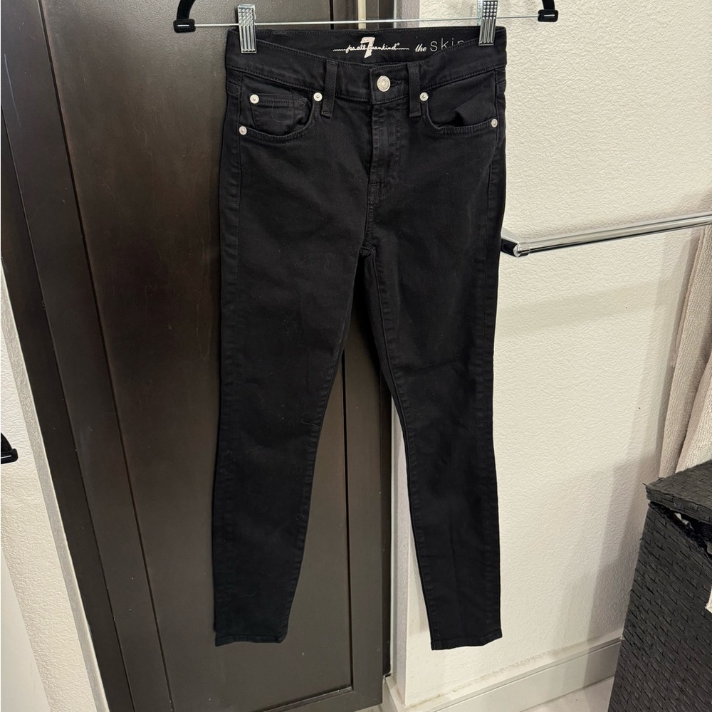 7 For All Mankind Jeans High Waisted Black Skinny Jeans